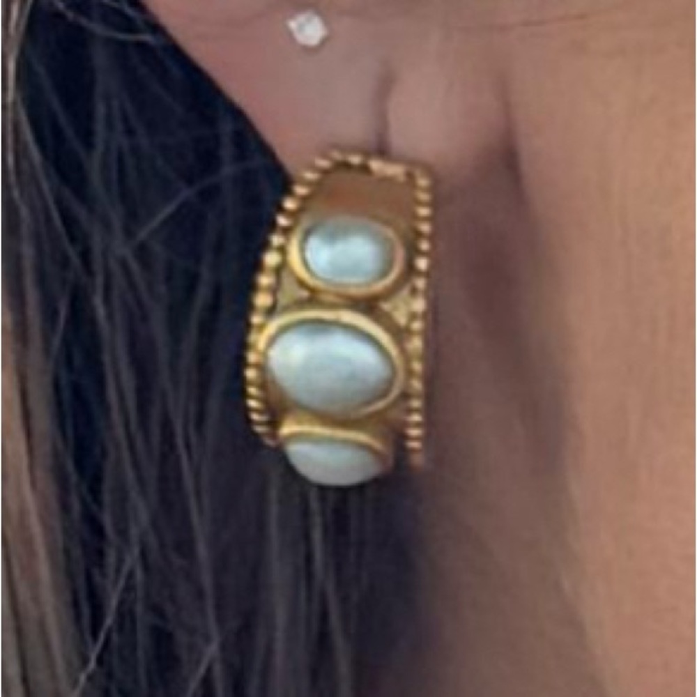 ISO julie vos Marbella Statement Hoop Pearl